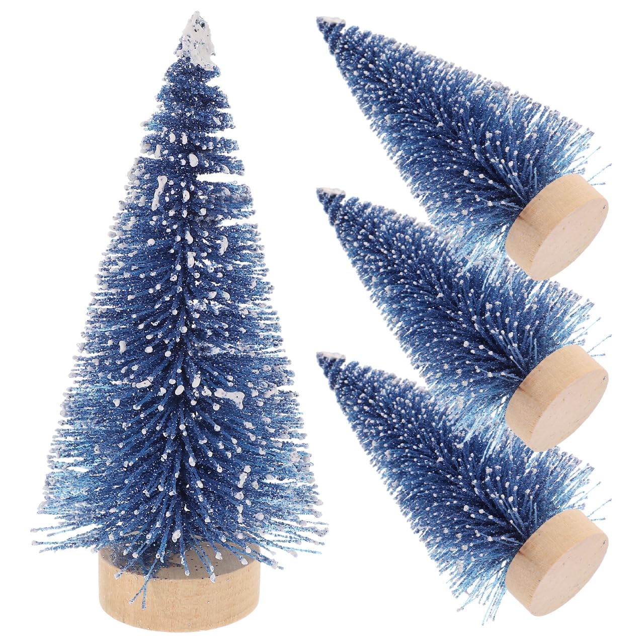 Amazon.com: Vanzack 4 Pcs Mini Blue Christmas Trees with Wood Base